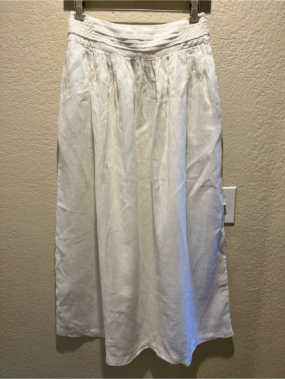 MAX&Co MaxMara White Linen Midi Skirt with Pockets Italian Summer Style Size S - Picture 2 of 10